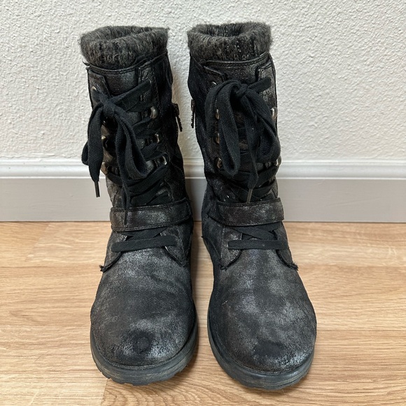 Roxy Sweater Cuff Combat Style Boots - Picture 2 of 8